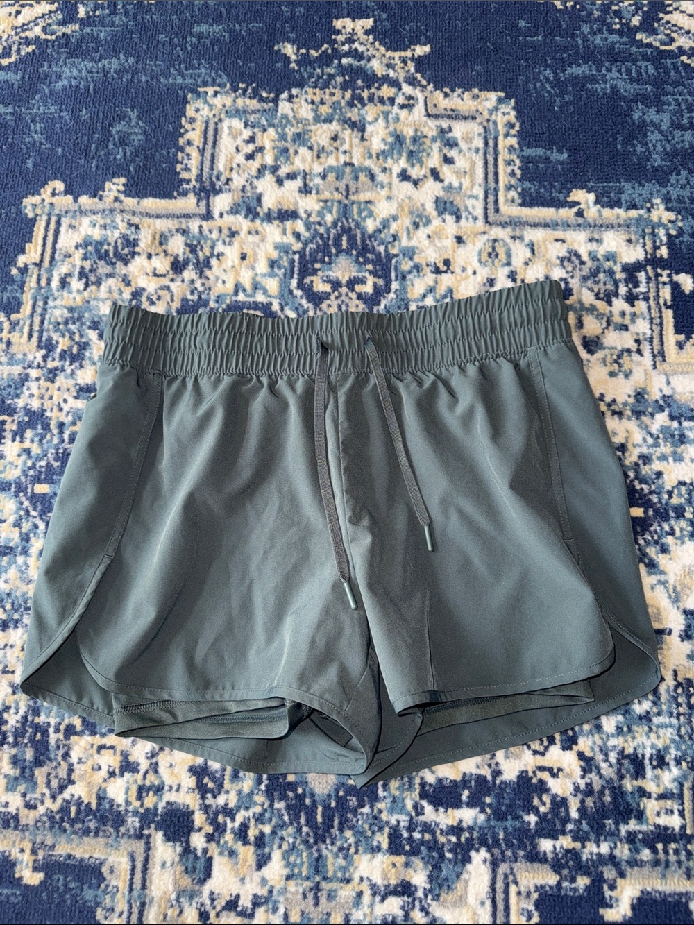 Women's Elastic Waist Athletic Shorts in Slate Green